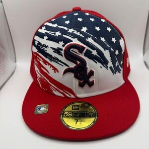 New Era 59FIFTY Chicago White Sox Red White/Blue Stars‎ Stripes Hat 7 3/4